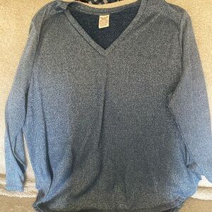Blue Shimmer V-Neck Long Sleeve Sweater
